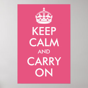 Keep Calm and Carry On Dark Pink Print ポスター