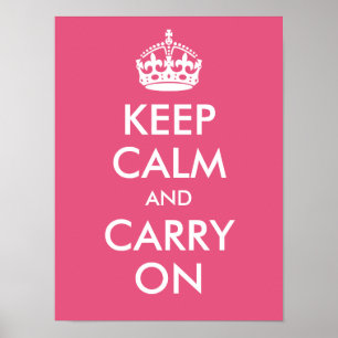 Keep Calm and Carry On Dark Pink Print ポスター