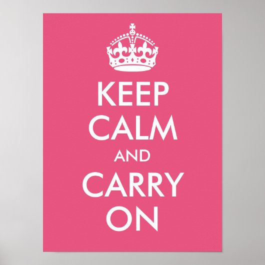 Keep Calm and Carry On Dark Pink Print ポスター (正面)
