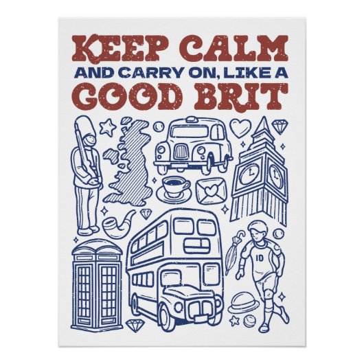 Keep Calm and Carry on, Like a Good Brit ポスター (正面)