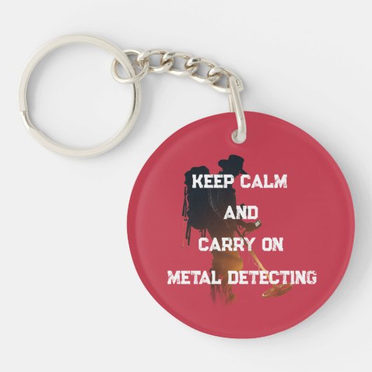 KEEP CALM AND CARRY ON METAL DETECTING キーホルダー (正面)