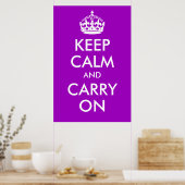 Keep Calm and Carry On Purple Print ポスター (キッチン)