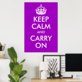 Keep Calm and Carry On Purple Print ポスター (ホームオフィス)