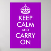Keep Calm and Carry On Purple Print ポスター (正面)