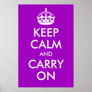 Keep Calm and Carry On Purple Print ポスター
