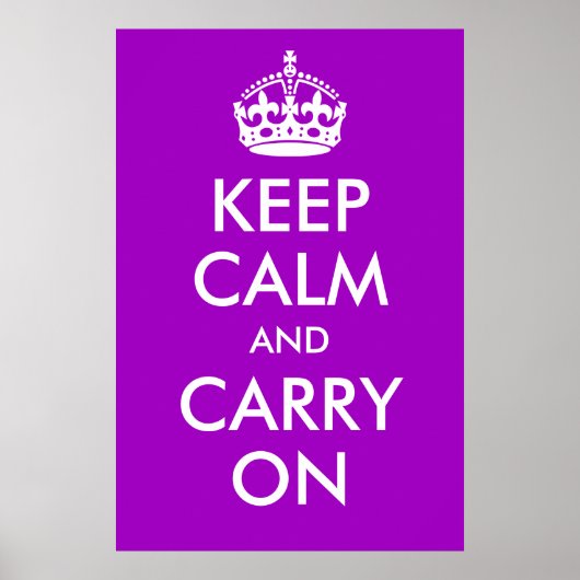 Keep Calm and Carry On Purple Print ポスター (正面)
