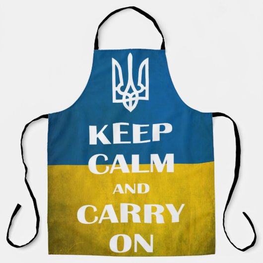 Keep calm and carry on Ukrainian emblem trident エプロン (正面)