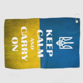 Keep calm and carry on Ukrainian emblem trident  ゴルフタオル (横)