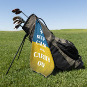 Keep calm and carry on Ukrainian emblem trident  ゴルフタオル (グリーン)