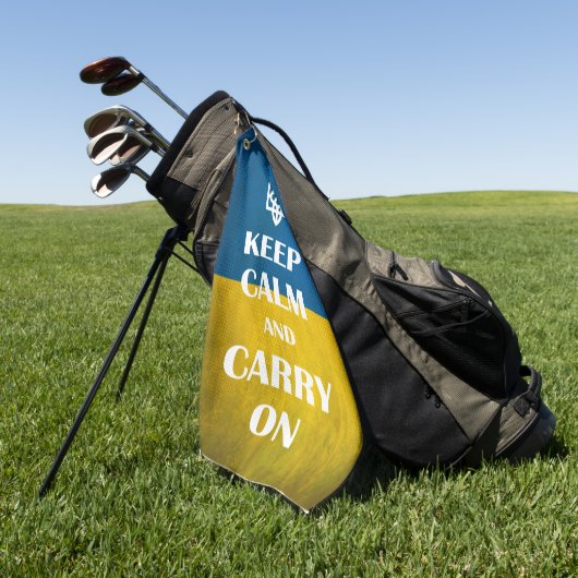 Keep calm and carry on Ukrainian emblem trident  ゴルフタオル (グリーン)