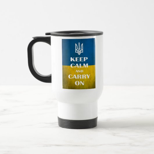 Keep calm and carry on Ukrainian emblem trident  トラベルマグ (左)