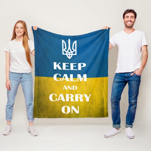 Keep calm and carry on Ukrainian emblem trident  フリースブランケット (インサイチュ)