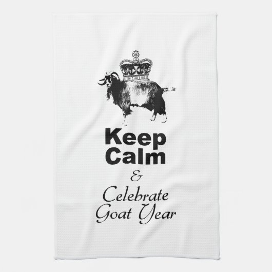Keep Calm and Celebrate Goat Year 2027 KT キッチンタオル (縦)