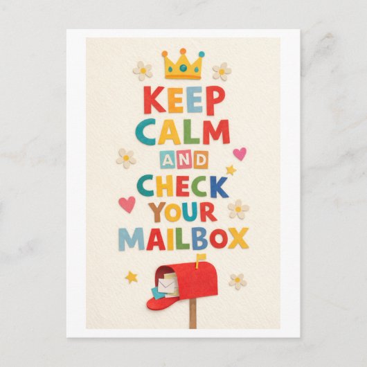"Keep Calm and Check Your Mailbox" ポストカード (正面)