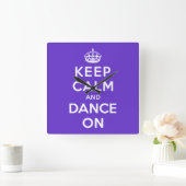 Keep Calm and Dance On スクエア壁時計 (ホーム)