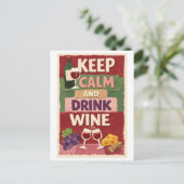 "Keep Calm and Drink Wine" ポストカード (スタンド正面)