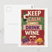 "Keep Calm and Drink Wine" ポストカード (正面/裏面)