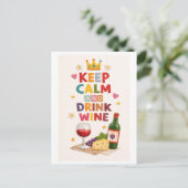 "Keep Calm and Drink Wine" ポストカード (スタンド正面)