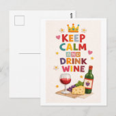 "Keep Calm and Drink Wine" ポストカード (正面/裏面)