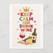 "Keep Calm and Drink Wine" ポストカード (正面)