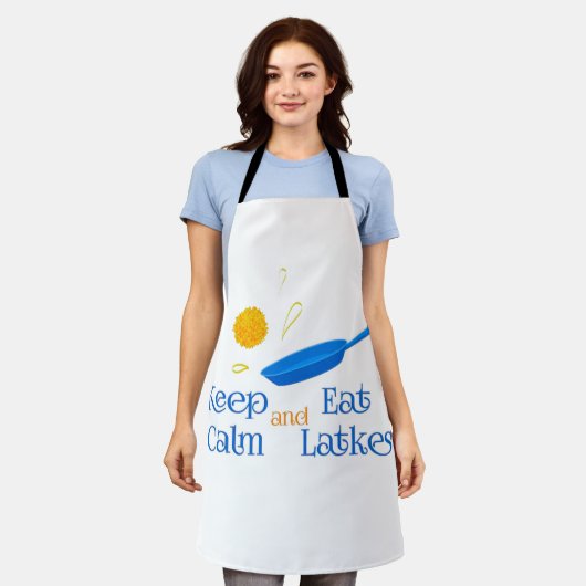 Keep Calm and Eat Latkes エプロン (着用した状態)