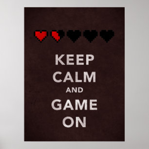 Keep Calm and Game On (Dark Red) ポスター