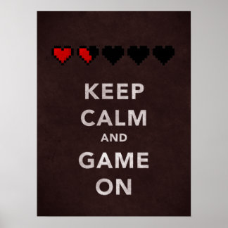 Keep Calm and Game On (Dark Red) ポスター