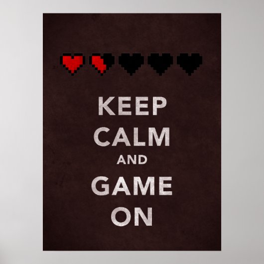 Keep Calm and Game On (Dark Red) ポスター (正面)