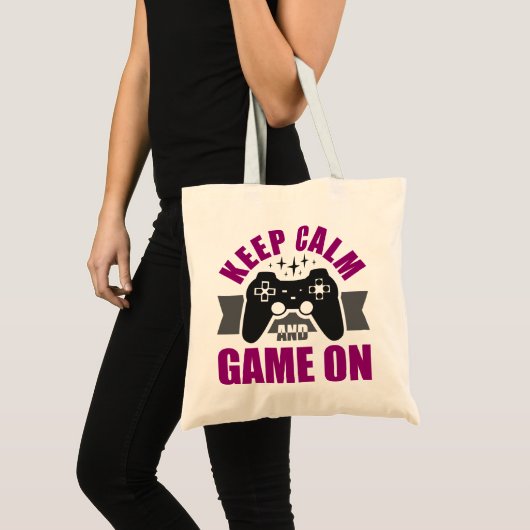 Keep calm and game on gaming  トートバッグ (正面(商品))