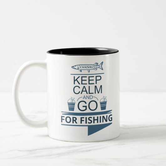 Keep calm and go for fishing ツートーンマグカップ (左)