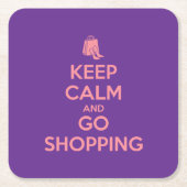 Keep Calm and Go Shopping スクエアペーパーコースター (正面)