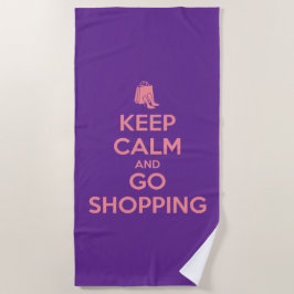Keep Calm and Go Shopping ビーチタオル