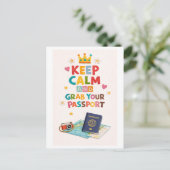 "Keep Calm and Grab Your Passport" ポストカード (スタンド正面)