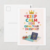 "Keep Calm and Grab Your Passport" ポストカード (正面/裏面)