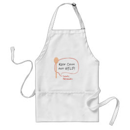 "Keep Calm and Help" クッキングスプーン 吹き出し スタンダードエプロン