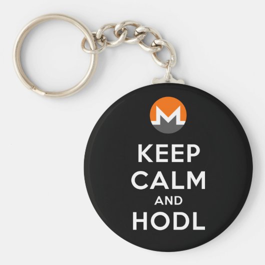 Keep Calm and Hodl Monero Keychain (Black) キーホルダー (正面)