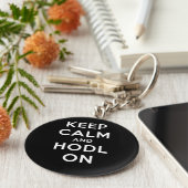 Keep Calm and Hodl On Basic Keychain (Dark) キーホルダー (側面)