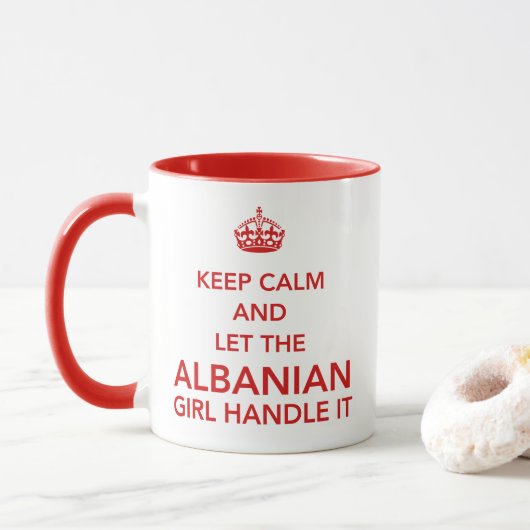 Keep Calm and Let The Albanian Girl Handle It Red  マグカップ (ドーナツ)