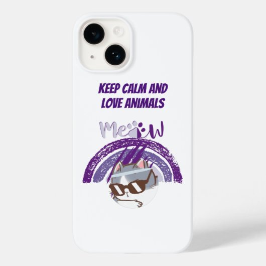 keep calm and love animals phrase Case-Mate iPhoneケース (裏面)