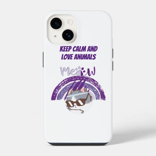 keep calm and love animals phrase iPhoneケース (裏面)