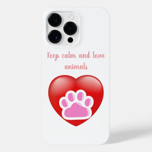 keep calm and love animals phrase iPhoneケース (裏面)
