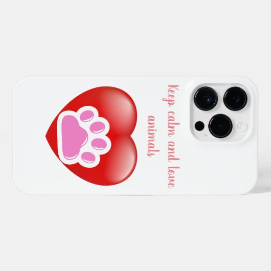 keep calm and love animals phrase iPhoneケース (裏面横)