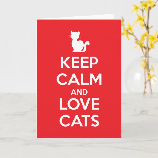 Keep Calm and Love Cats カード (黄色い花)
