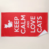 Keep Calm and Love Cats ビーチタオル (正面)