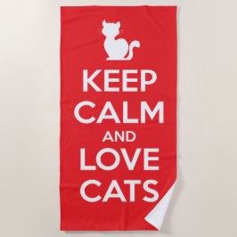 Keep Calm and Love Cats ビーチタオル
