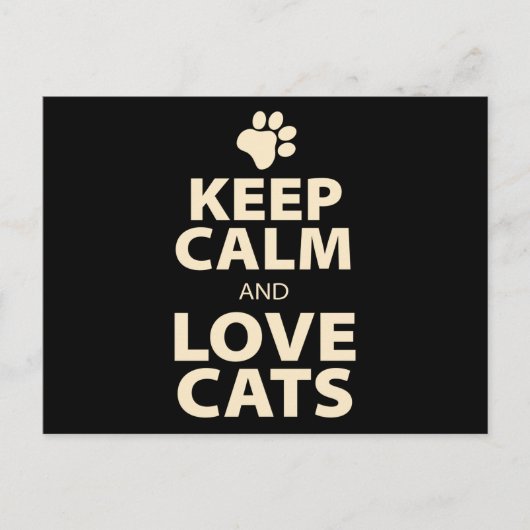 Keep Calm and Love Cats ポストカード (正面)