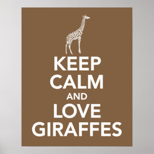 Keep Calm and Love Giraffes print or poster ポスター