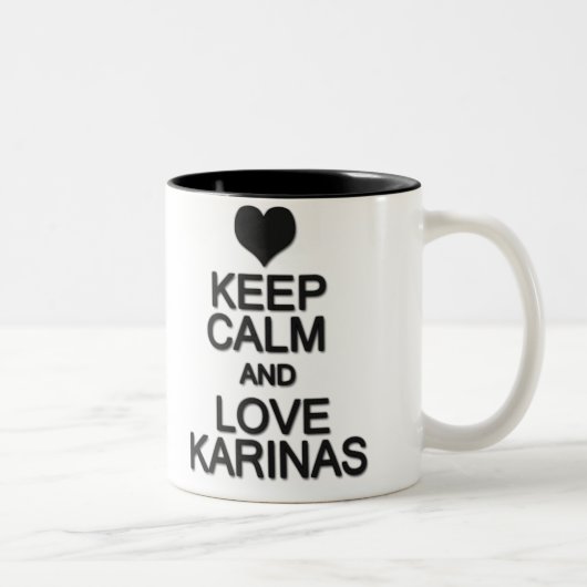 Keep Calm And Love Karinas ツートーンマグカップ (右)