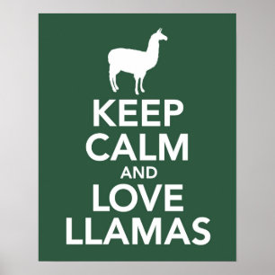 Keep Calm and Love Llamas print or poster ポスター