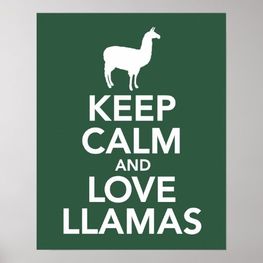 Keep Calm and Love Llamas print or poster ポスター (正面)